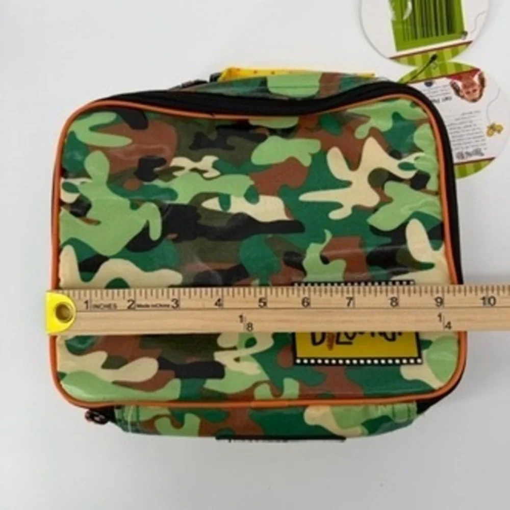 Bazoongi Kids Camo Insulated Lunch Box Green Orange Yellow New With Tags